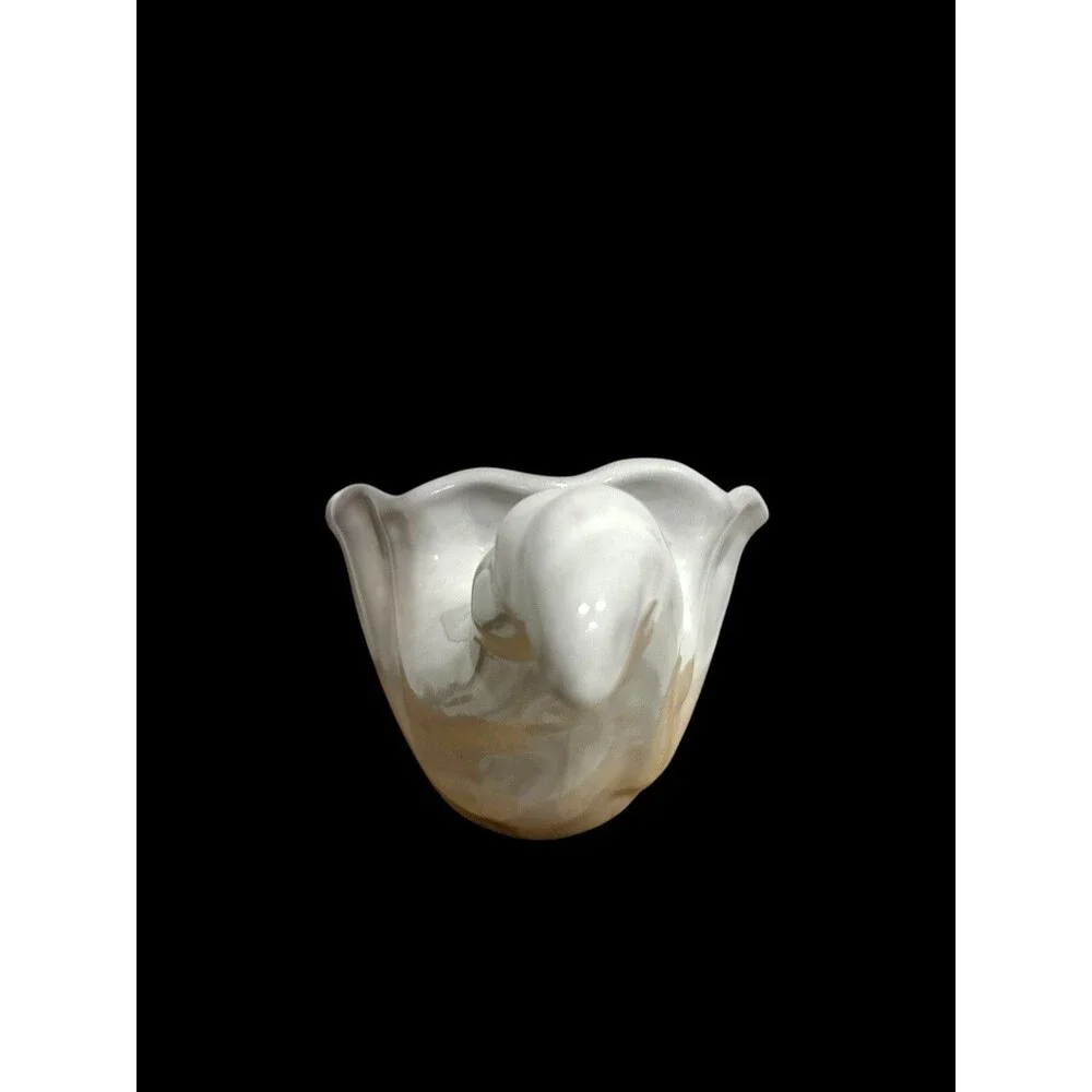 VTG Frankoma Pottery #222 Cream Cornucopia Shell Vase Dish Planter MCM